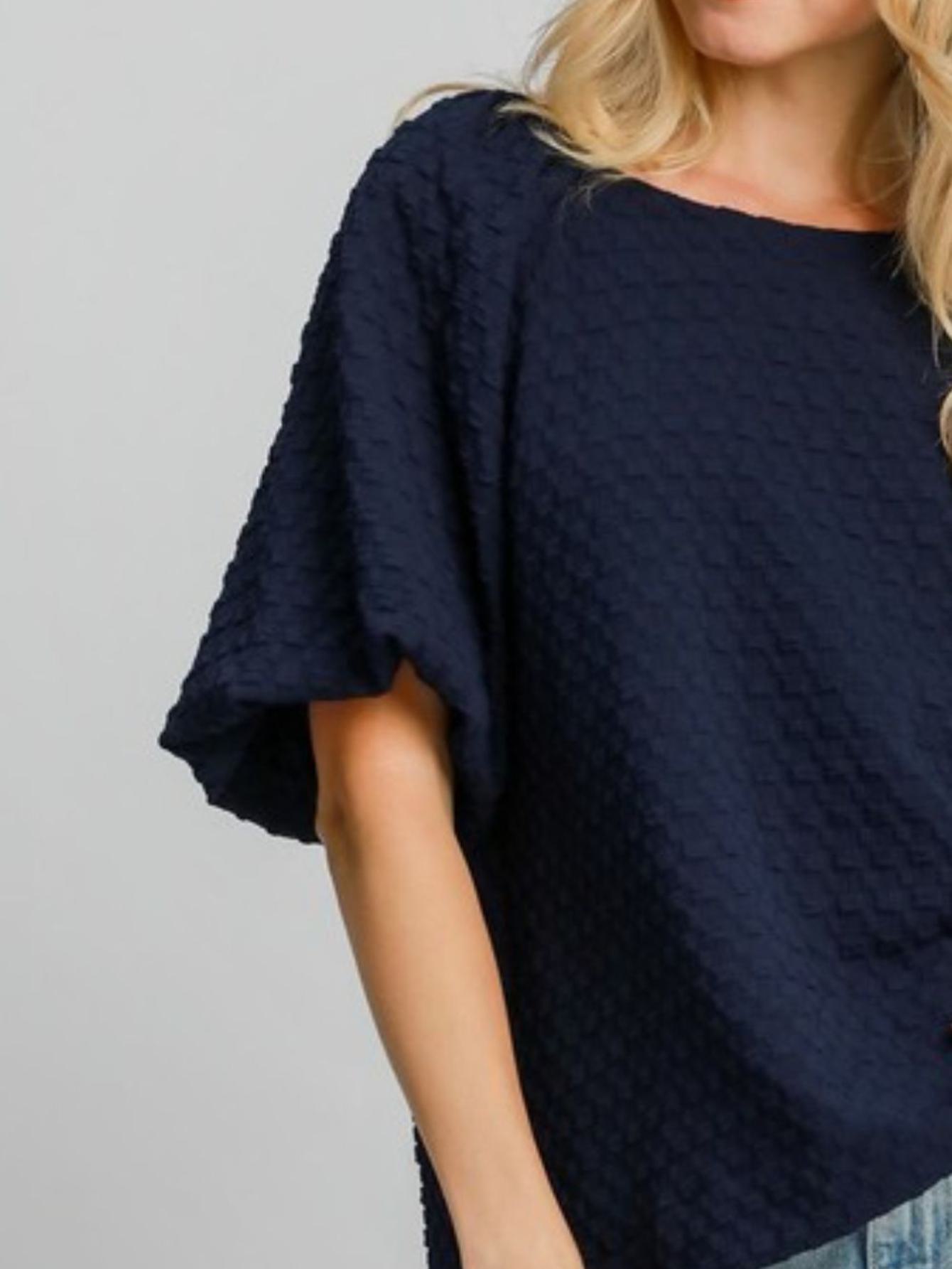 womens casual plus size chic textured honeycomb pattern relaxed fit top navy blue dolman short sleeve round neck quilted surface daily wear tunic blouse perfect for spring summer fall office weekend womens casual plus size chic textured honeycomb pattern relaxed fit top navy blue dolman short sleeve round neck quilted surface daily wear tunic blouse perfect for spring summer fall office weekend