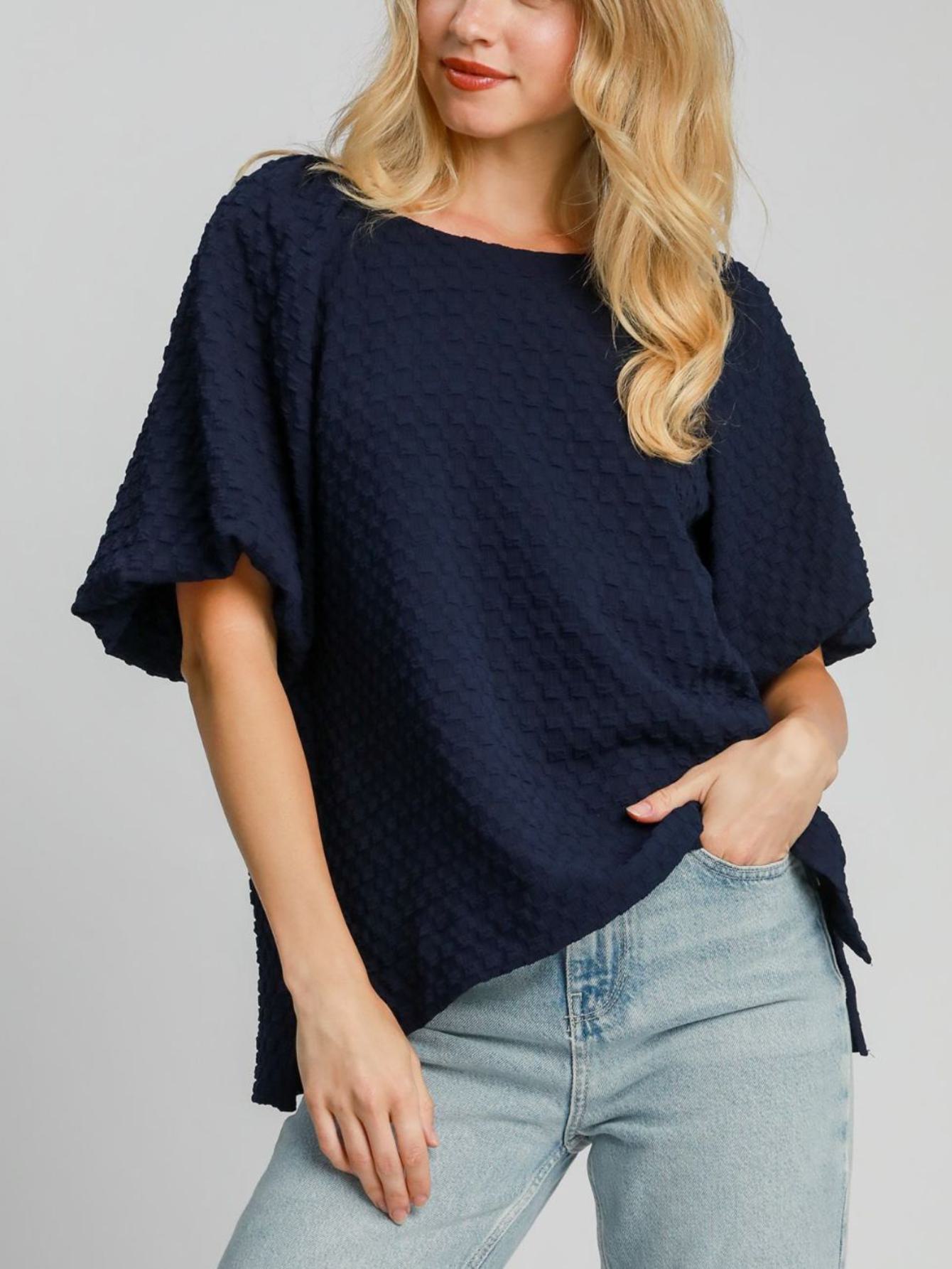 womens casual plus size chic textured honeycomb pattern relaxed fit top navy blue dolman short sleeve round neck quilted surface daily wear tunic blouse perfect for spring summer fall office weekend womens casual plus size chic textured honeycomb pattern relaxed fit top navy blue dolman short sleeve round neck quilted surface daily wear tunic blouse perfect for spring summer fall office weekend